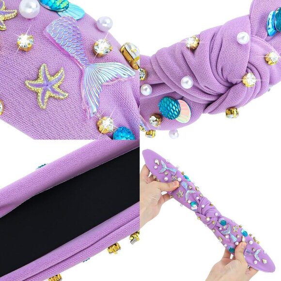 Mermaid Headband Purple Cotton Teen Gift Cosplay Party Accessories main image 5